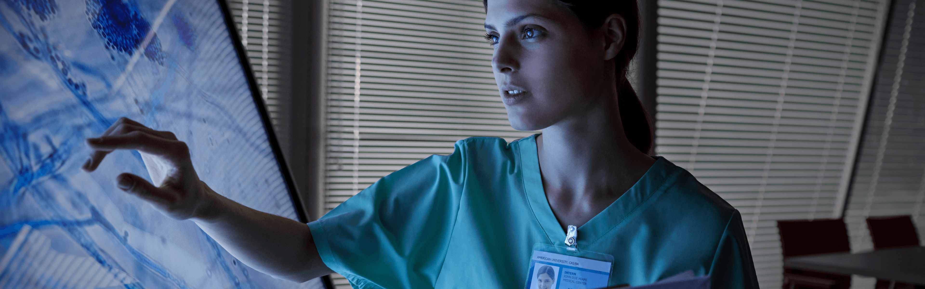 Doctor using touch screen