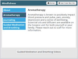 Aromatherapy screen in GetWell Inpatient