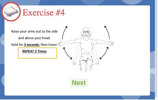 Digital Exercise Therapy instructions on GetWell Inpatient screen