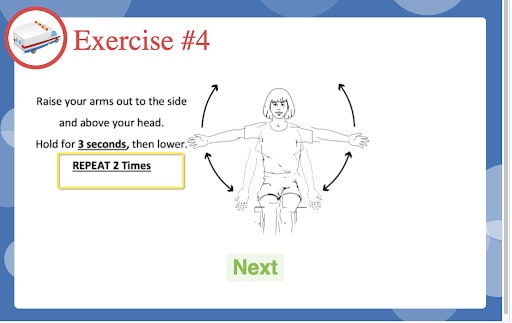 Digital Exercise Therapy instructions on GetWell Inpatient screen