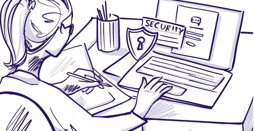 Illustration image of a woman typing on a computer