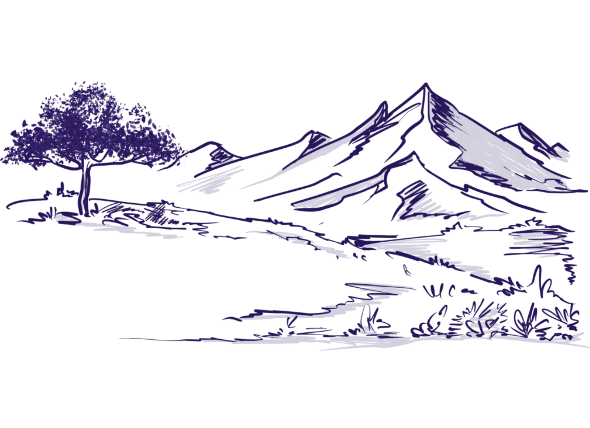 Illustration image of a scenic mountain with tree