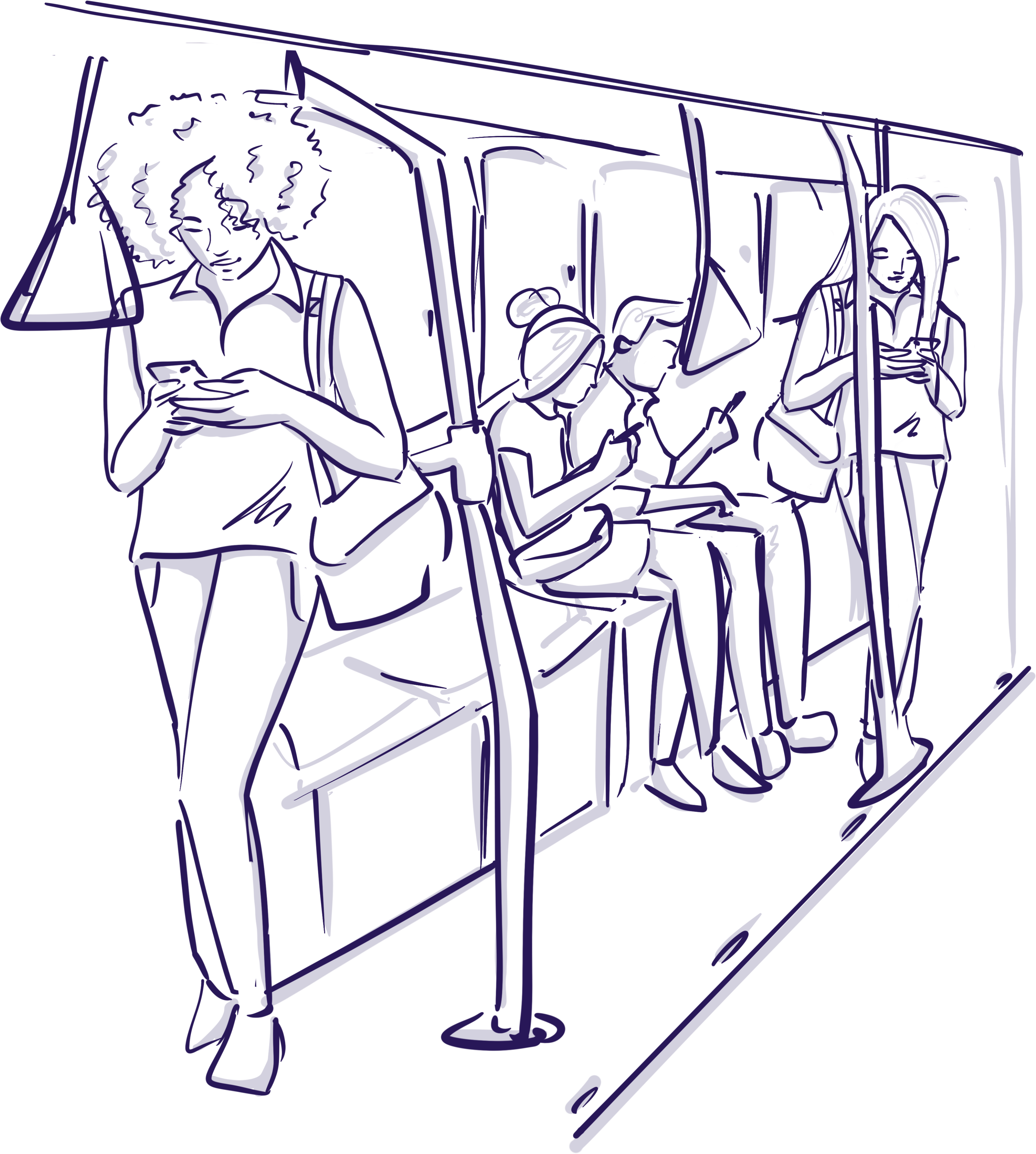 Illustration image of a people on public transportation