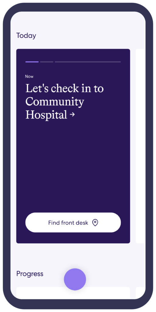 Screenshot of the Get Well hospital check in software screen